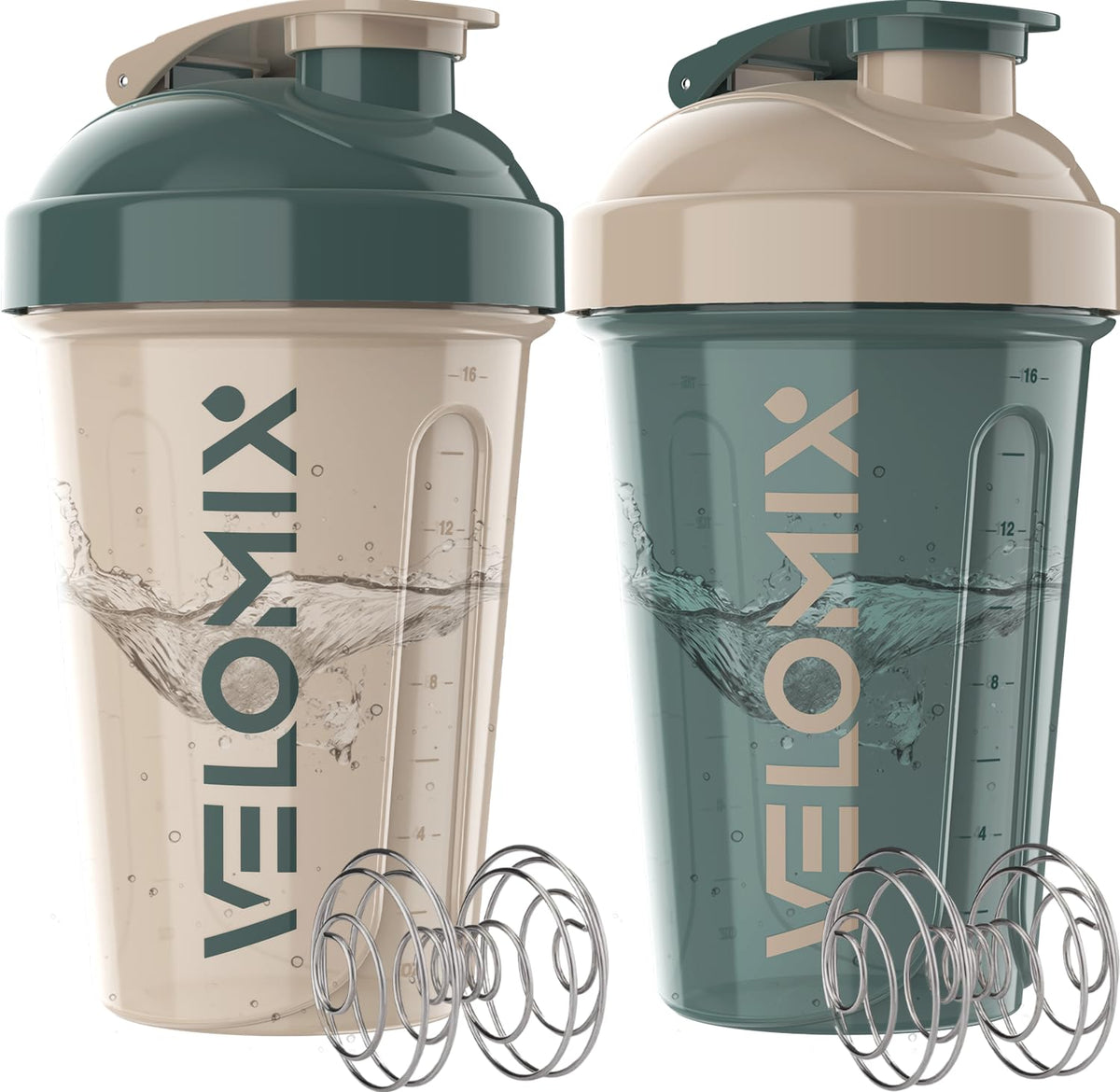 VELOMIX 20oz shaker in blue-beige with leak-proof design for post-workout shakes.