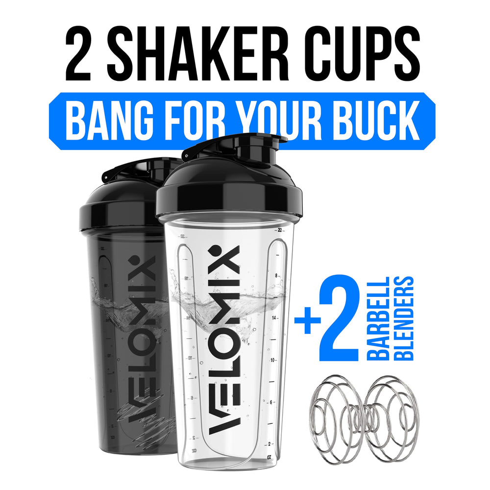 Velomix 28 oz shaker front view shows sleek, durable design.