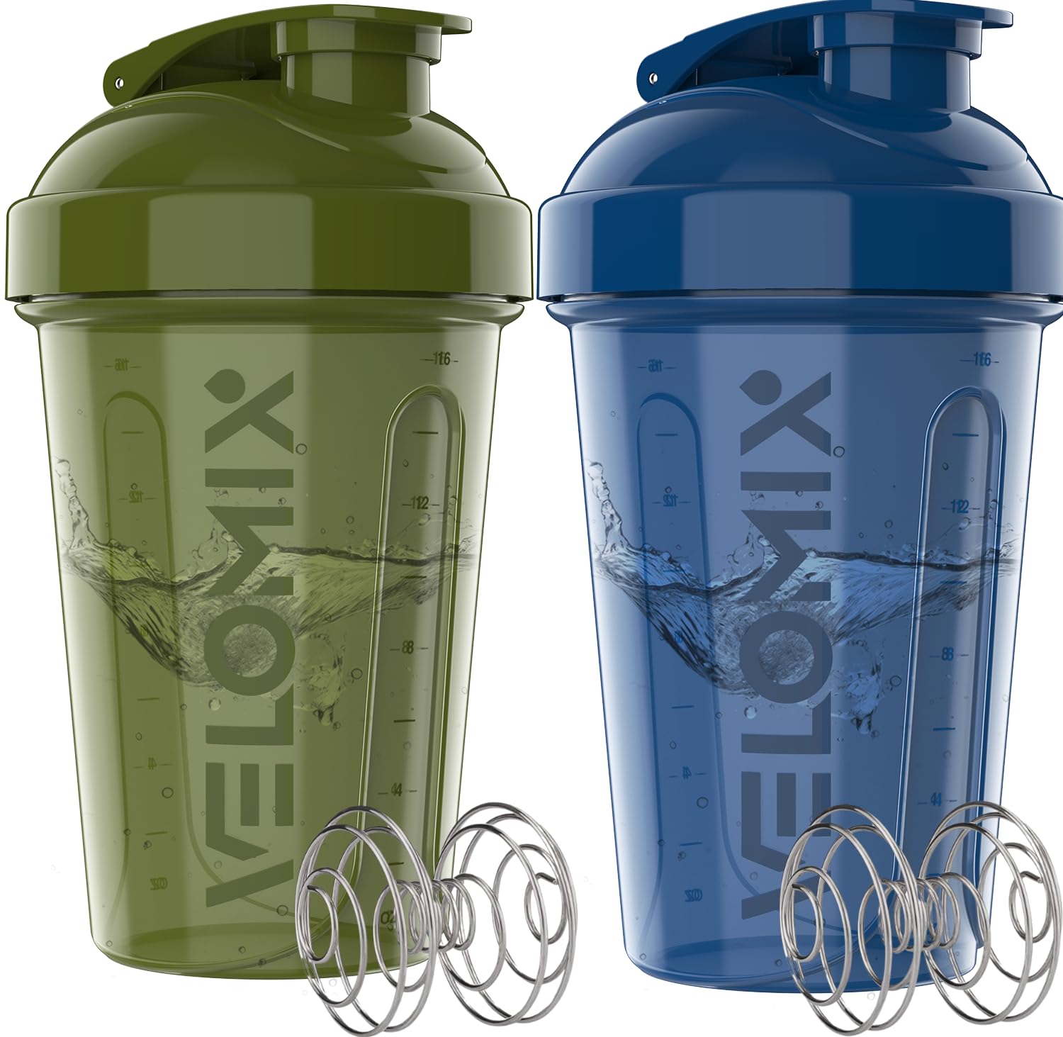 VELOMIX green 20 oz shaker bottle front view for on-the-go hydration.
