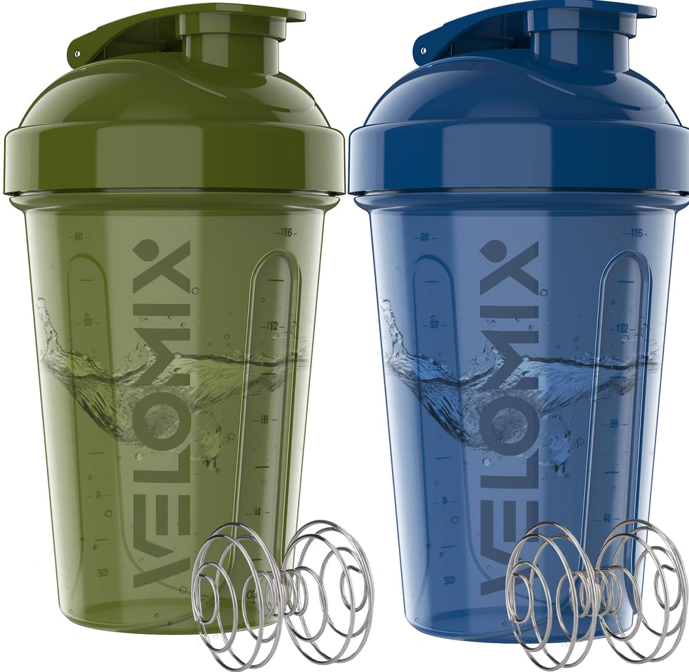 VELOMIX green 20 oz shaker bottle front view for on-the-go hydration.