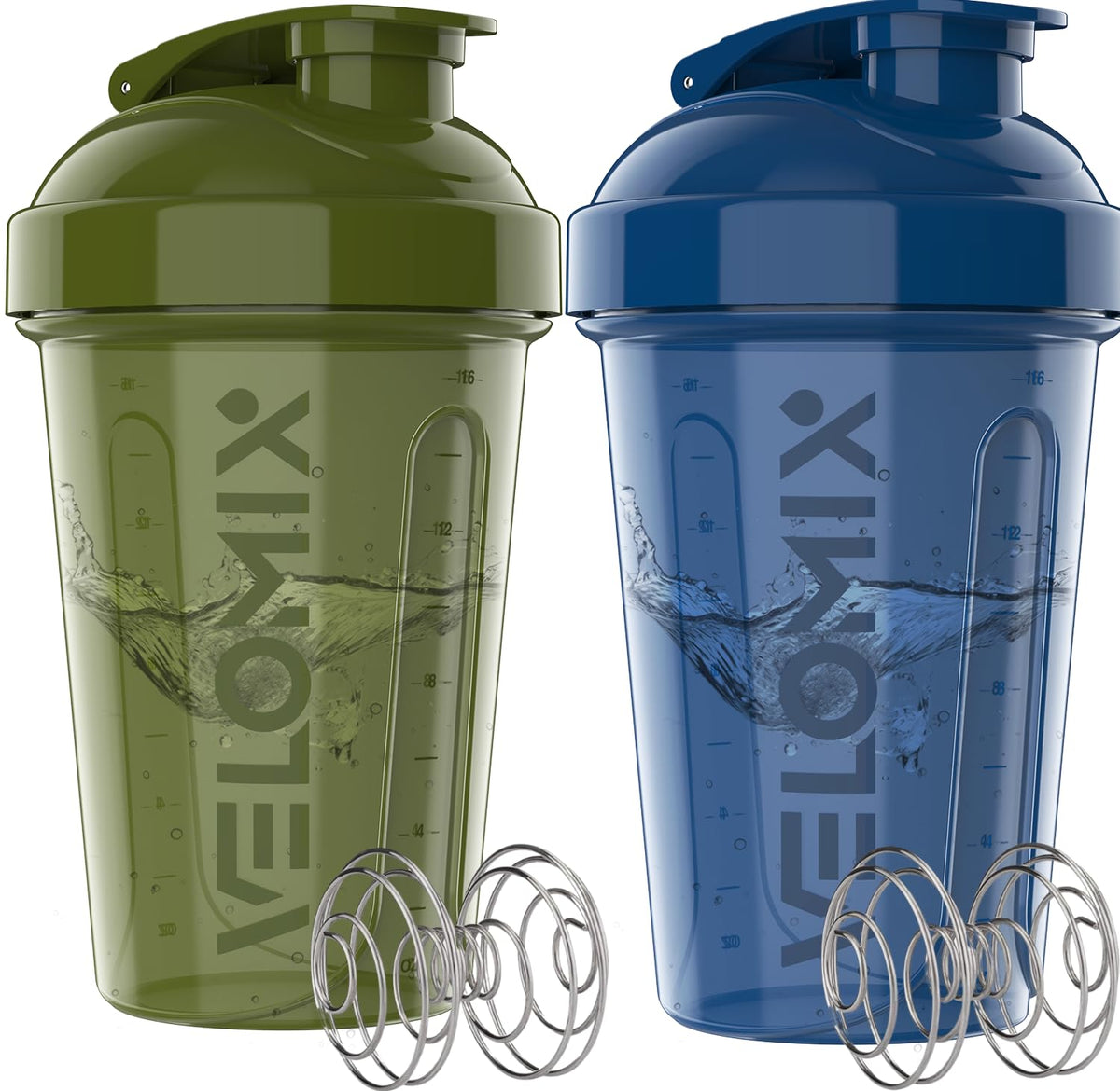 VELOMIX green 20 oz shaker bottle front view for on-the-go hydration.