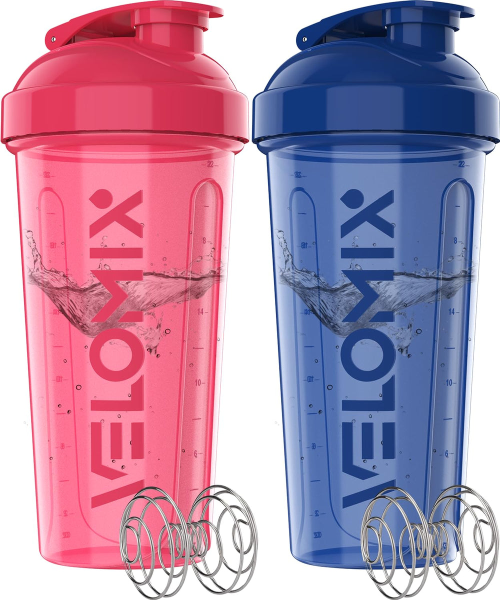 Velomix 2-pack 28 oz bottle with leakproof design for mess-free shakes.