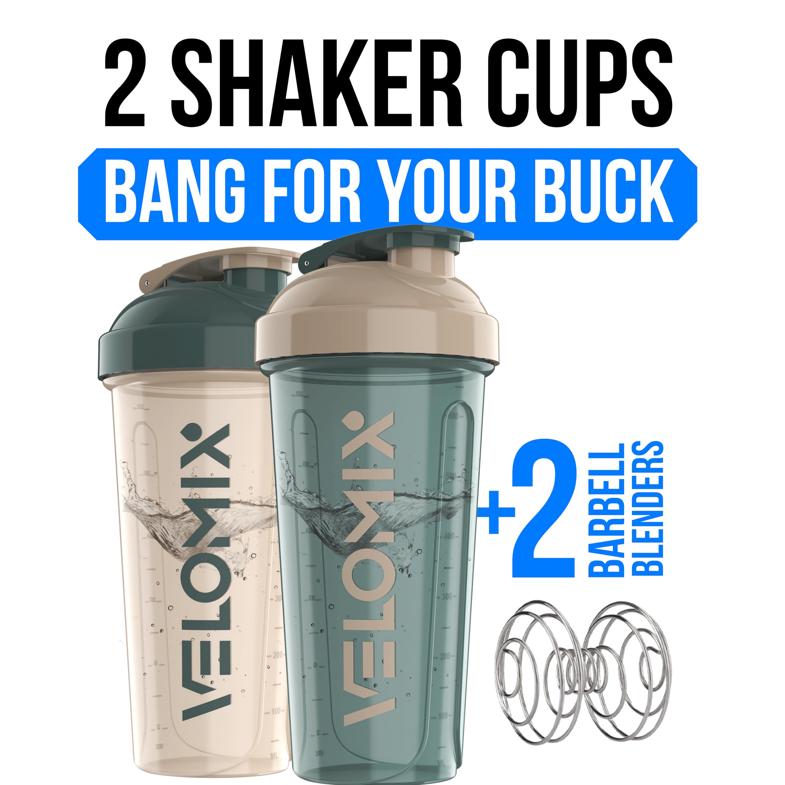 VELOMIX 2-pack bottle pour-spout in blue-beige for quick, smooth pours