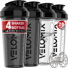 Velomix 4-pack 28-oz bottle ready for on-the-go protein shakes