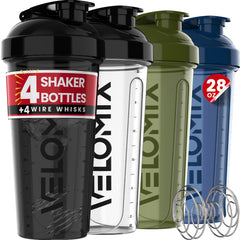 VELOMIX 28oz shaker bottle front view showing leak-proof design for gym use