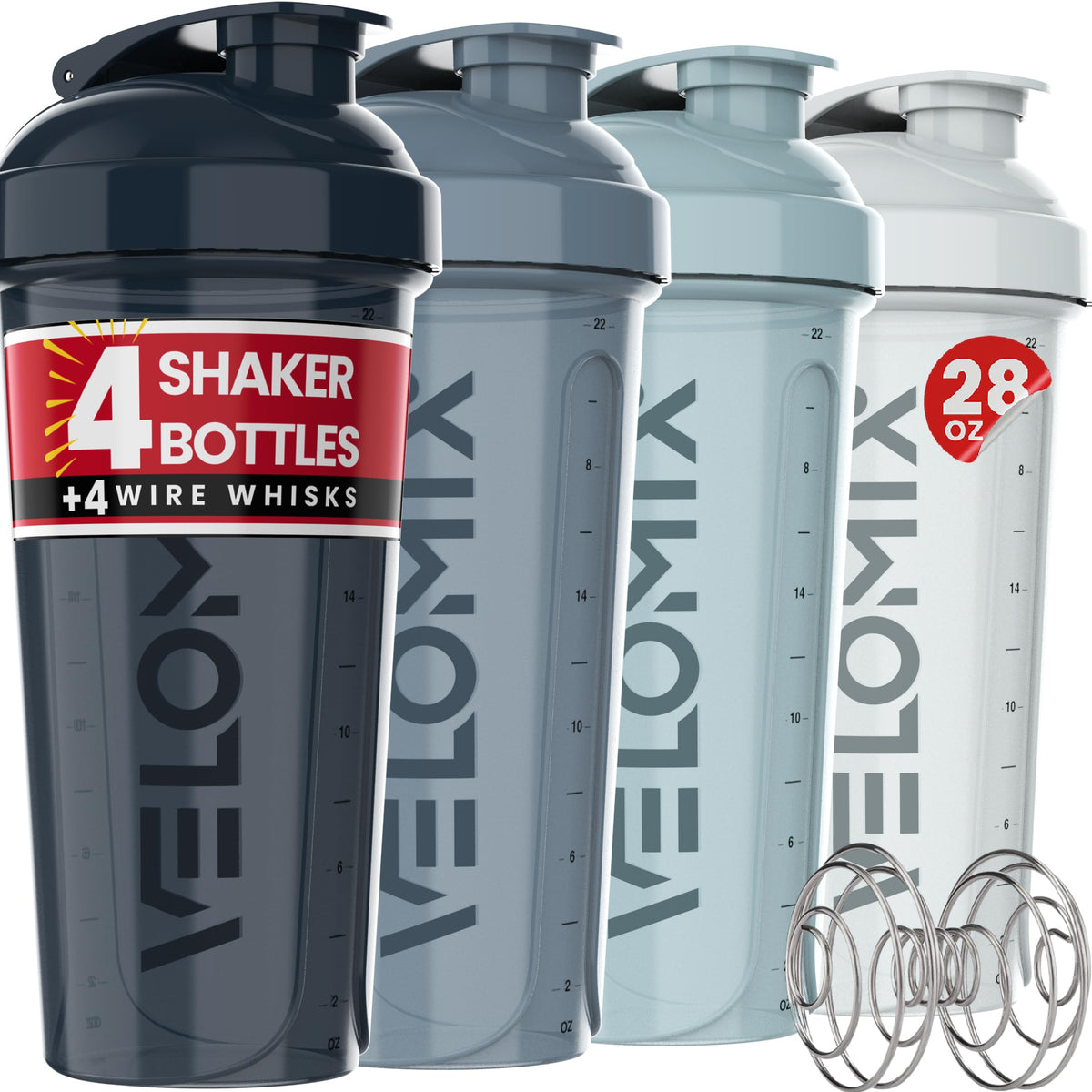 Velomix Aqua Depths bottle with secure twist lid for mess-free shakes.