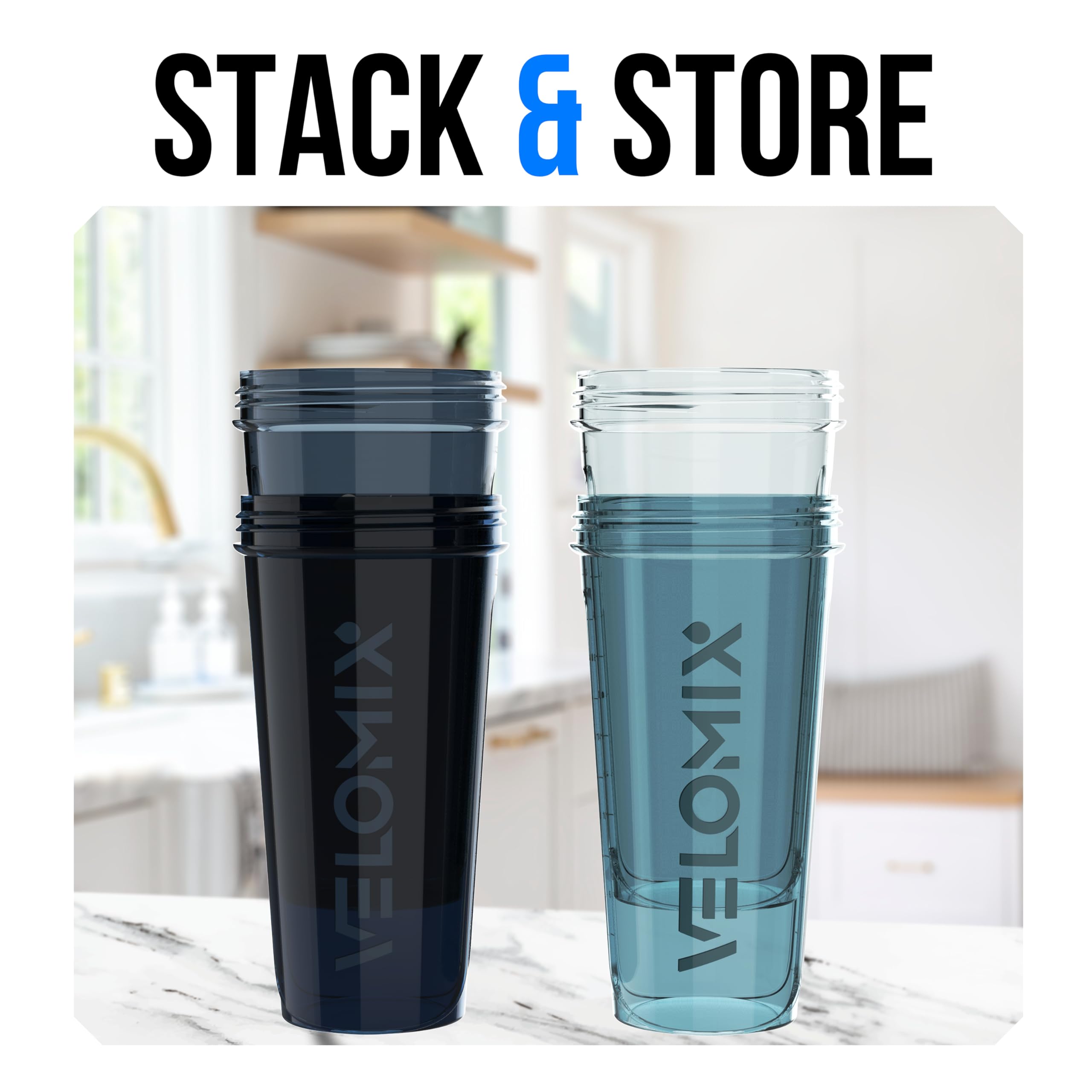 Velomix Aqua Depths shaker fits car cup holders for on-the-go nutrition.