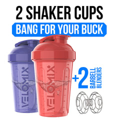 VELOMIX blush storm 20oz shaker with lid open, convenient for quick mix prep.