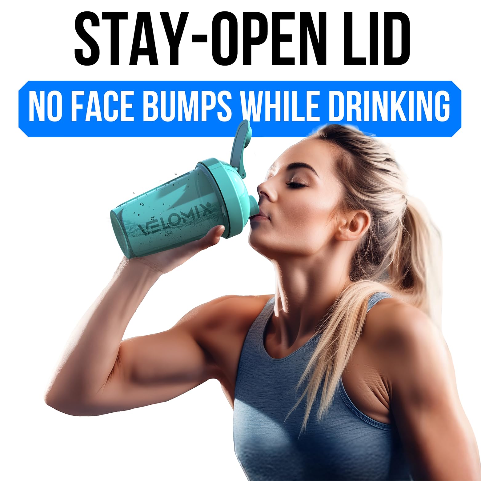 Velomix compact shaker cups fit in gym bags and cup holders.