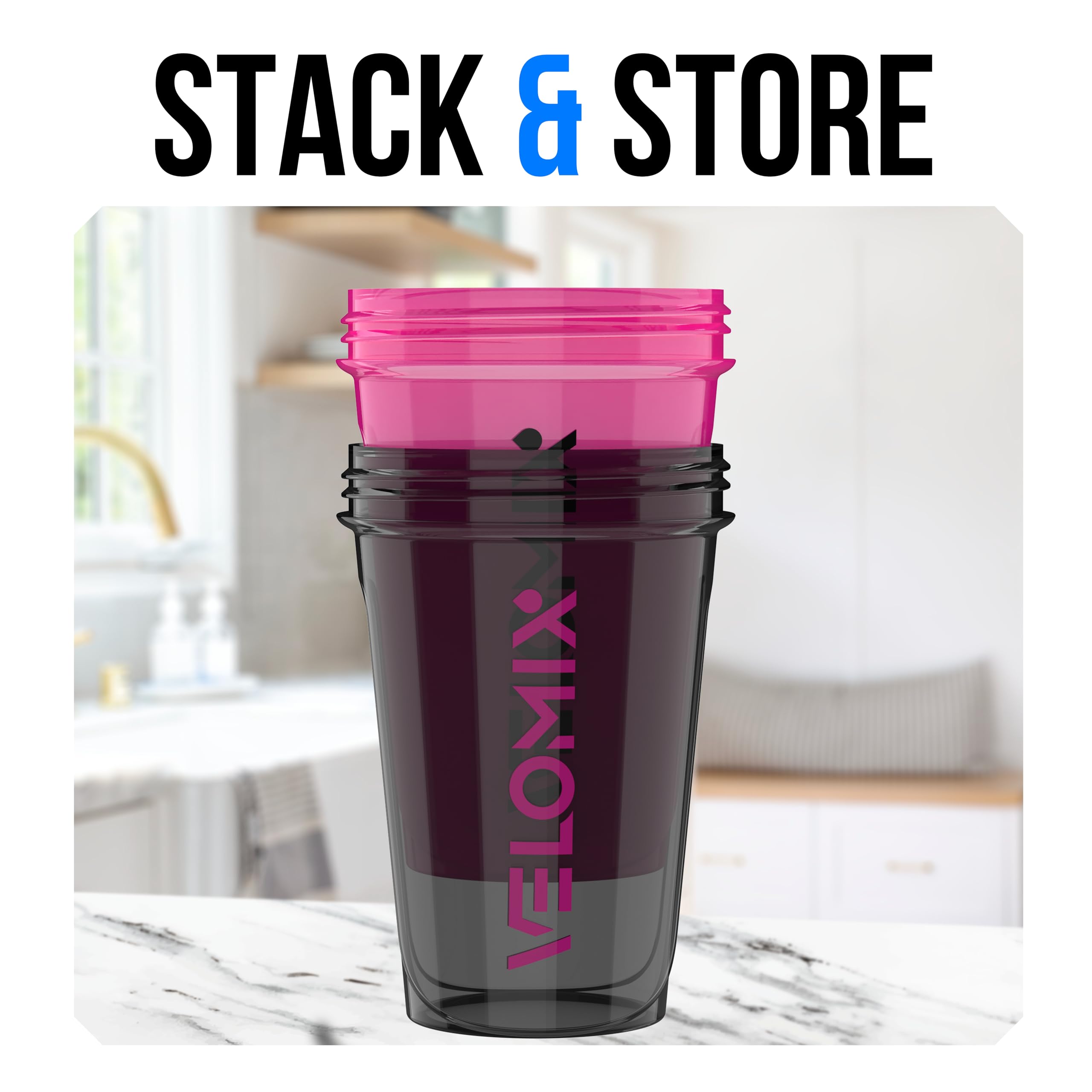 VELOMIX dishwasher-safe shaker bottles simplify cleaning after training.