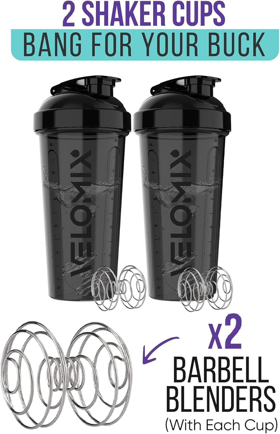 VELOMIX durable shaker bottle close-up showcases rugged construction.