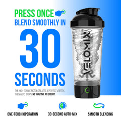 Velomix shaker bottle lid locked during mixing to prevent leaks in gym bag.