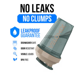 VELOMIX leak-proof cap closeup showing secure seal for gym on the go.