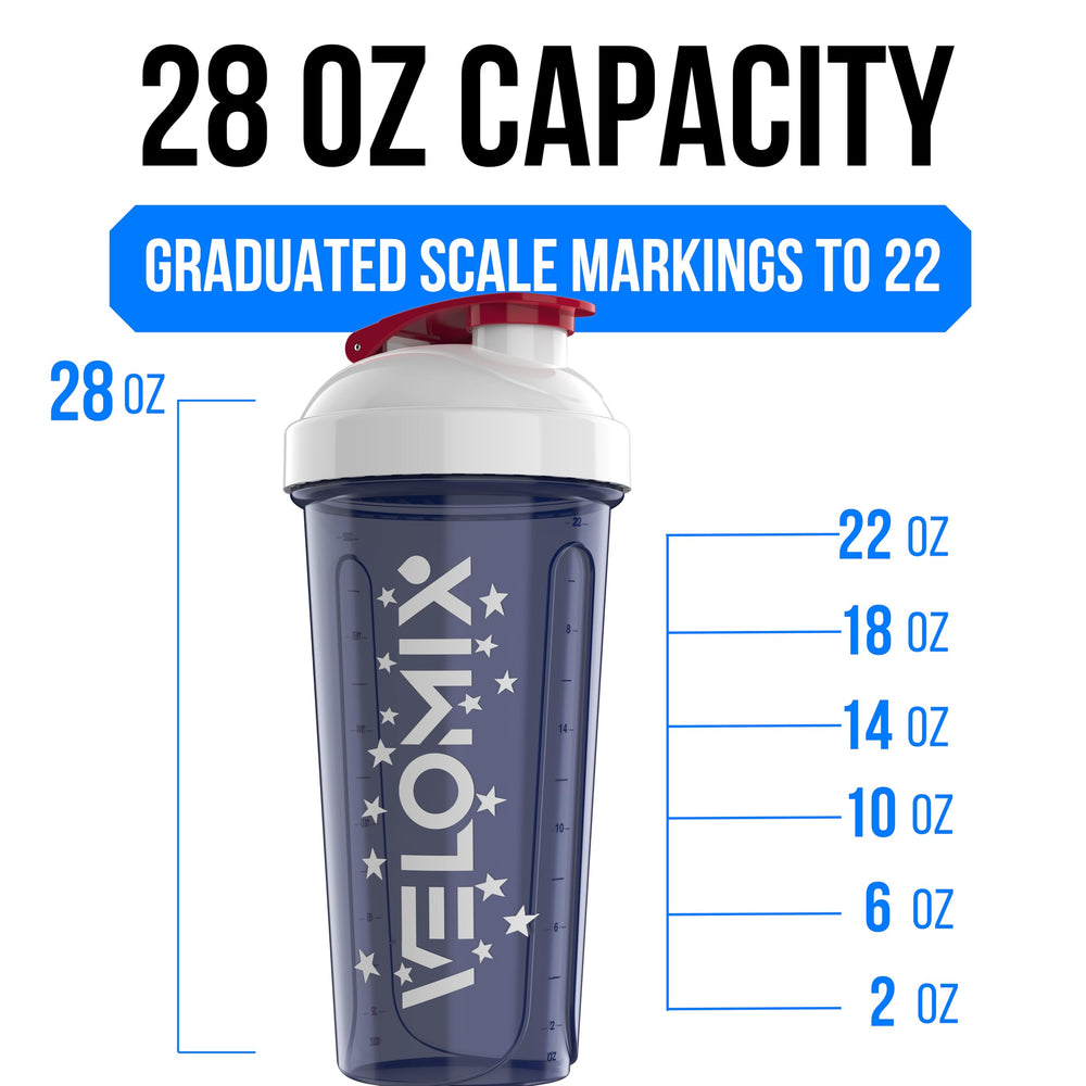 VELOMIX leak-proof seal demonstration highlights spill-free use during workouts.