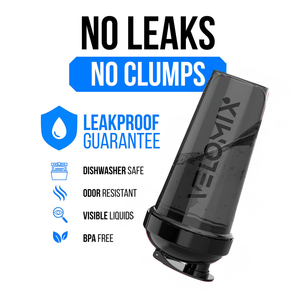 VELOMIX leak-proof seal lid preventing spills during workouts