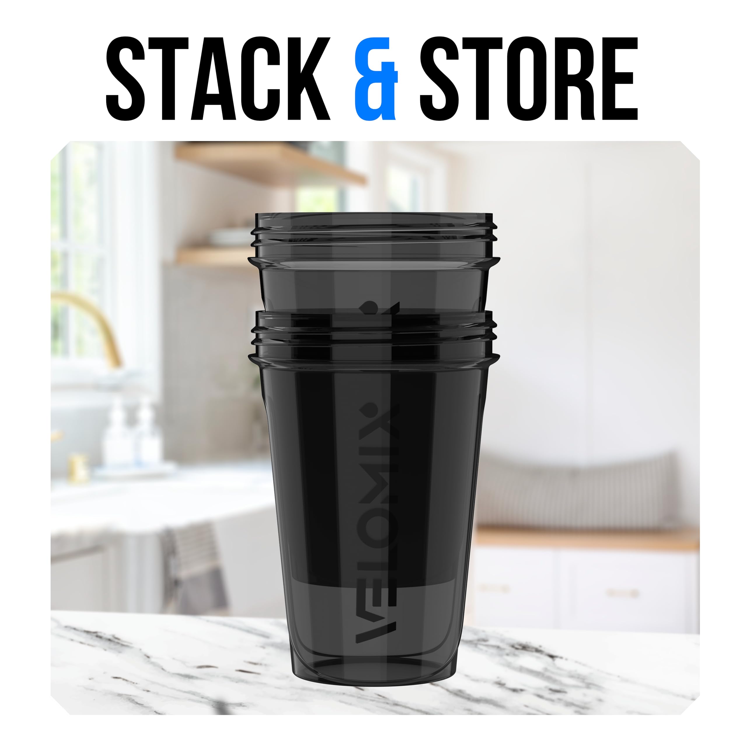 Compact two-bottle setup fits in a gym bag for on-the-go shakes.
