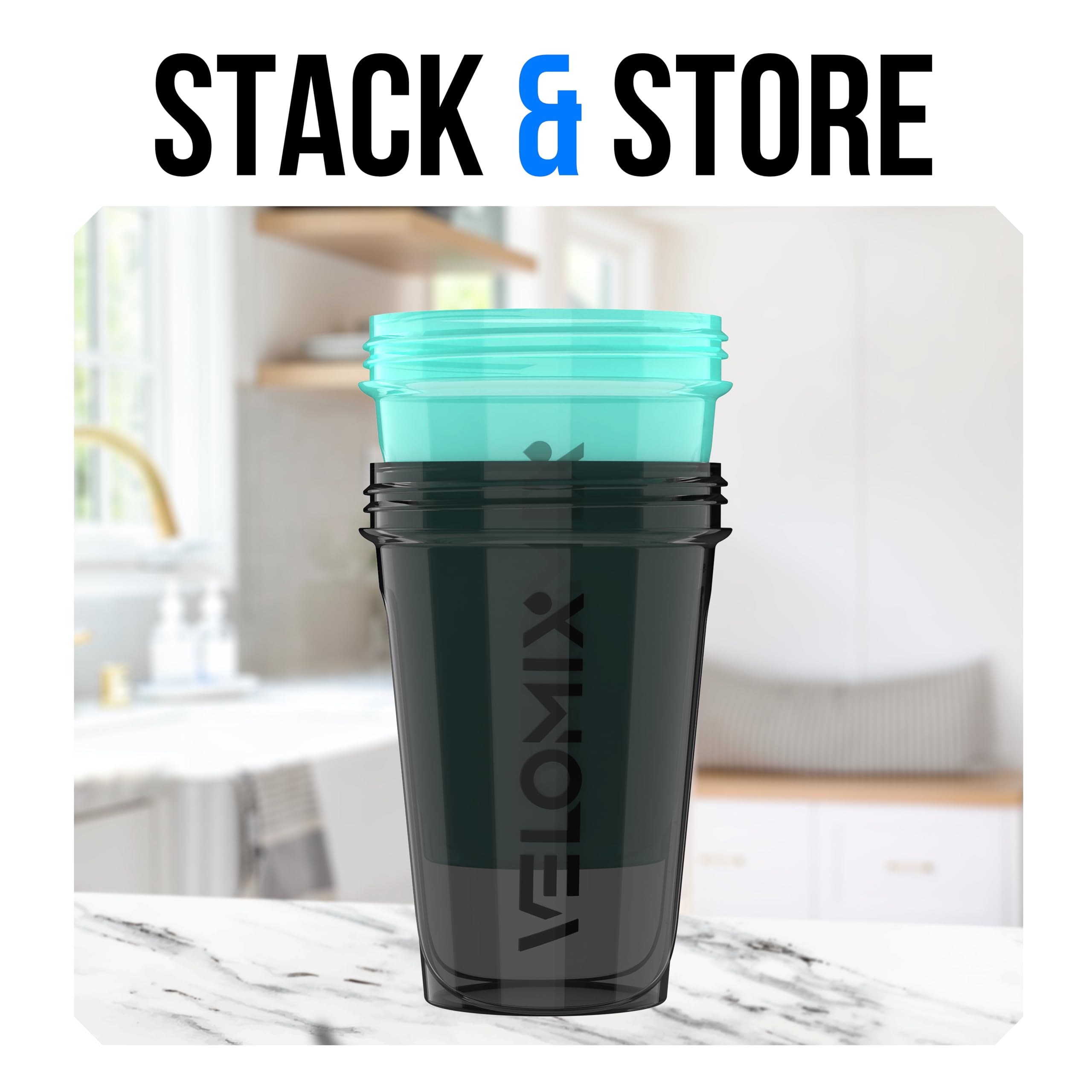 Velomix shaker in a gym bag ready for post-workout shakes.