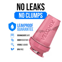 VELOMIX two-pack pink and turquoise shaker bottles for versatile gym hydration.