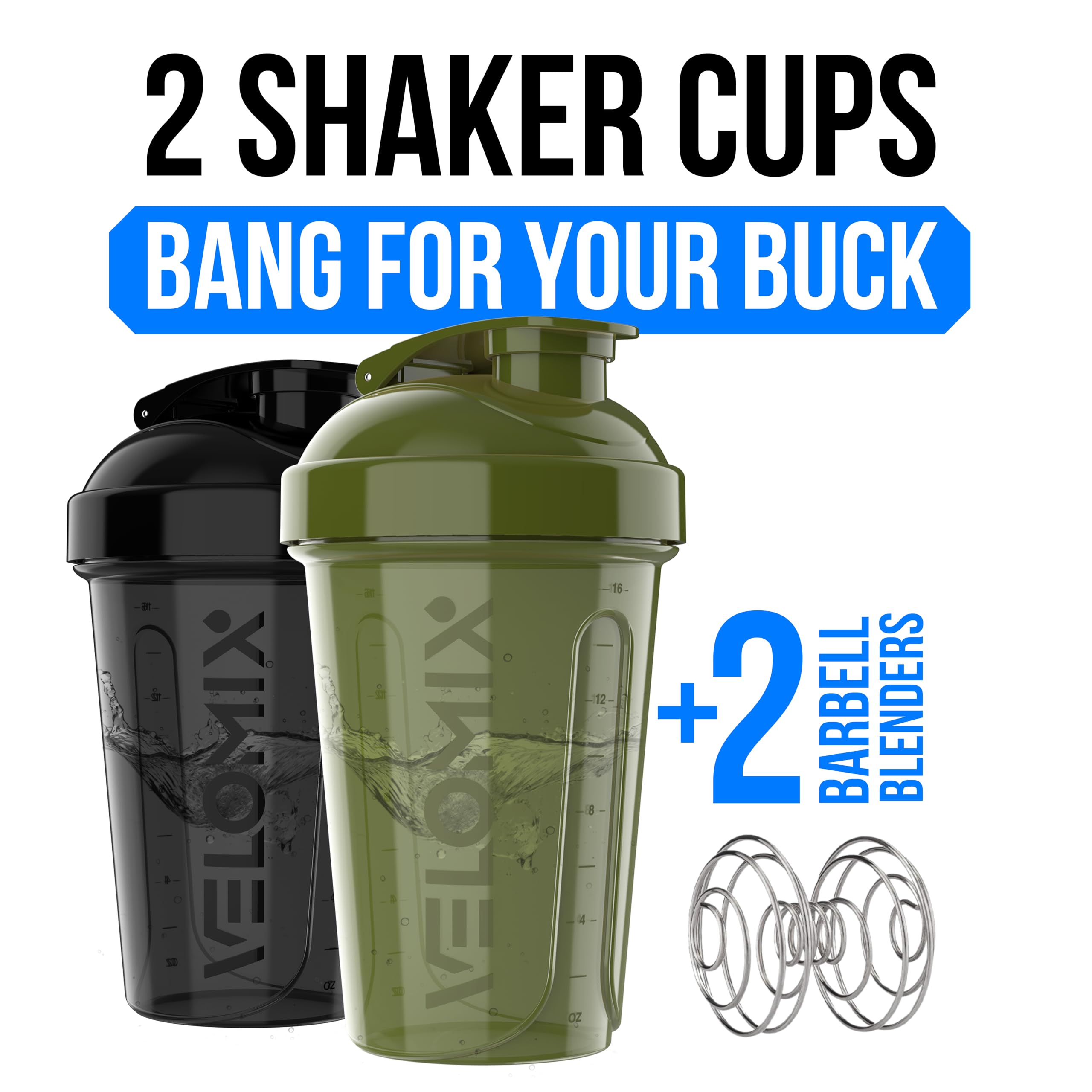 Velomix wire whisk for smooth, lump-free protein mixes.