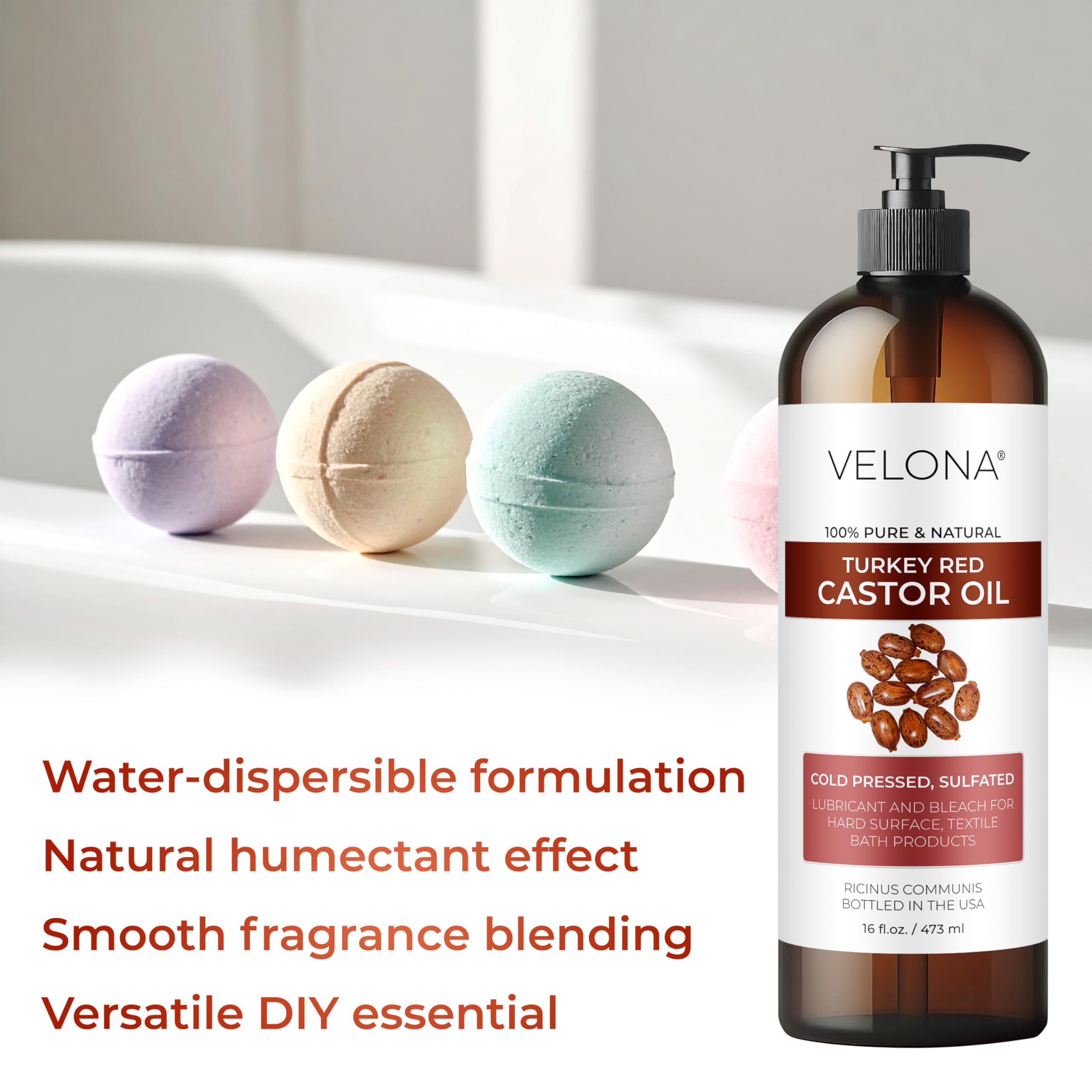 Velona Castor Oil Turkey Red hair care use, easy integration into serums.