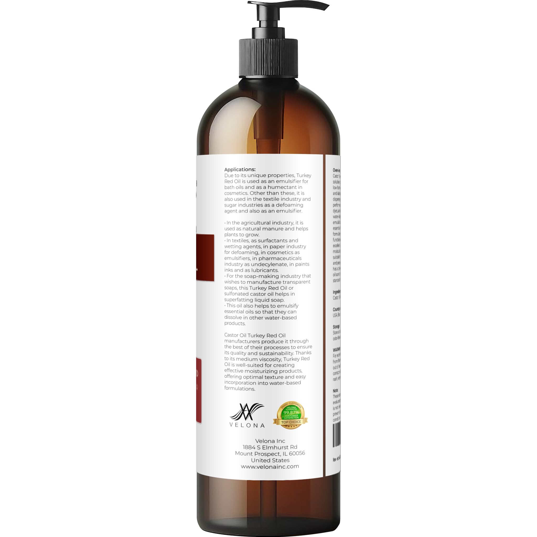 Velona Castor Oil Turkey Red ingredient packaging, focusing on natural, raw carrier oil.