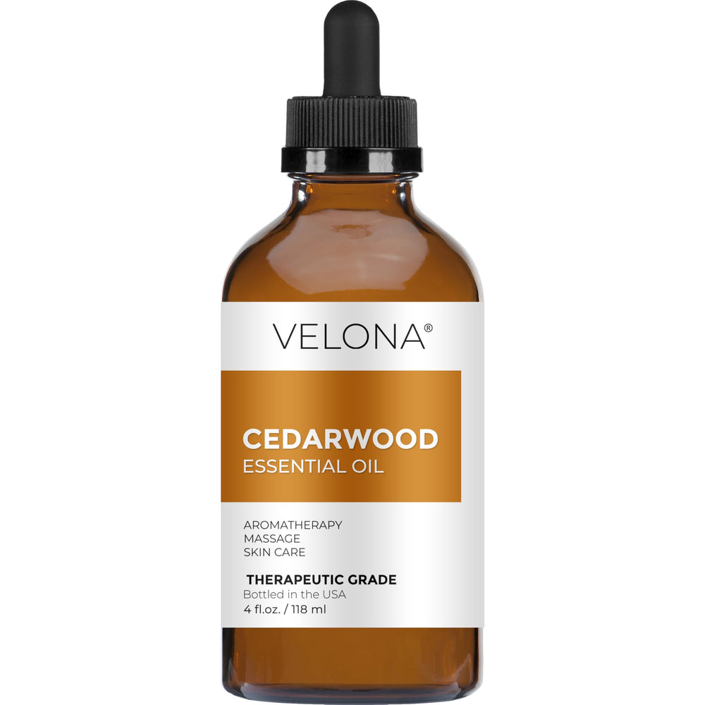 Velona Cedarwood hair-care-application demonstrates smooth hair strands with a subtle grounding aroma.