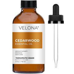 Velona Cedarwood essential oil bottle ready for diffusion rituals and calming ambiance.