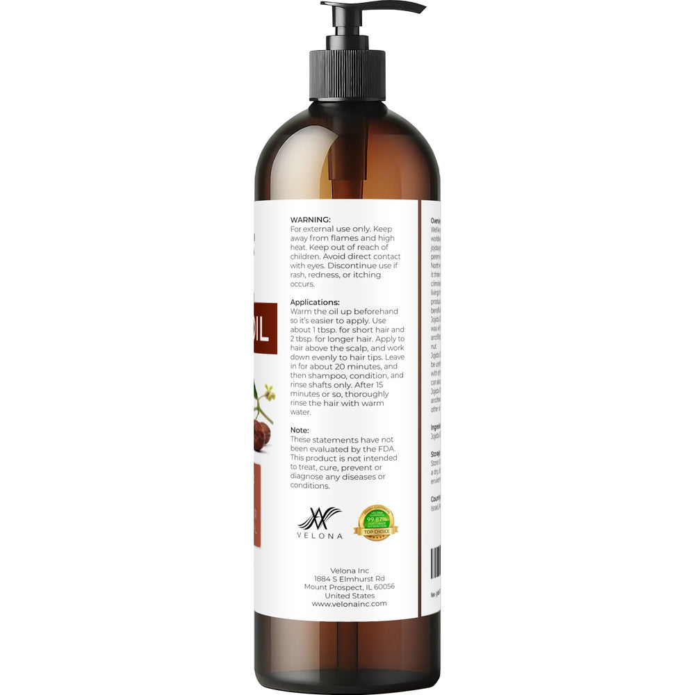 Velona Jojoba Oil adds shine and softness to hair while taming frizz.