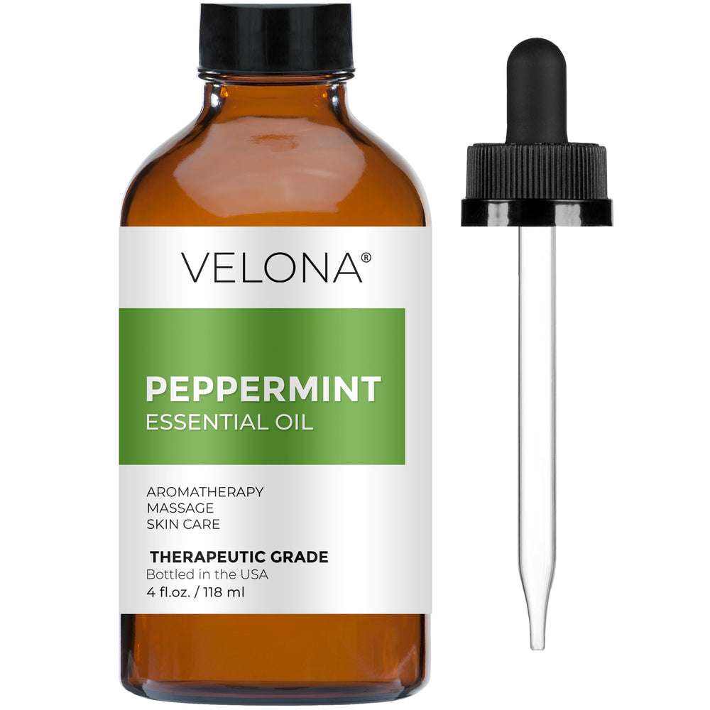 Velona Peppermint Oil bottle pour for crisp, refreshing aroma.