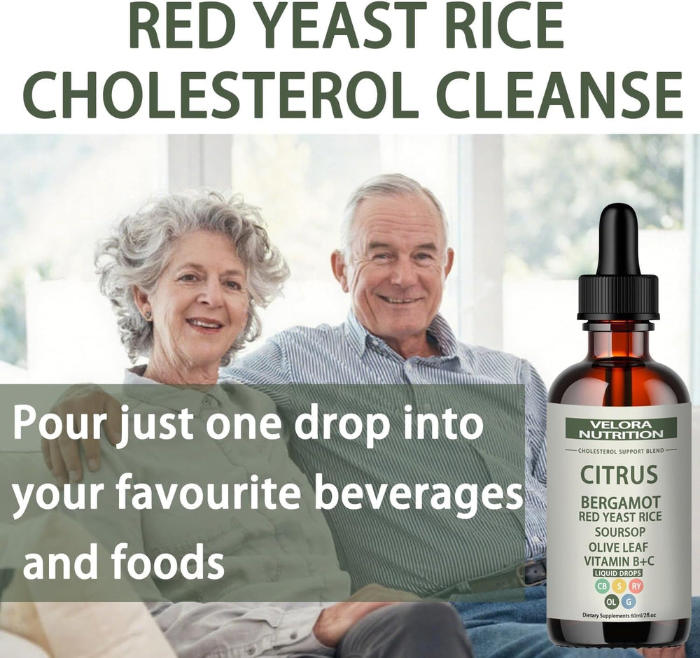 Velora Red Yeast Rice Drops vegan-certified seal reflects plant-based lifestyle support.