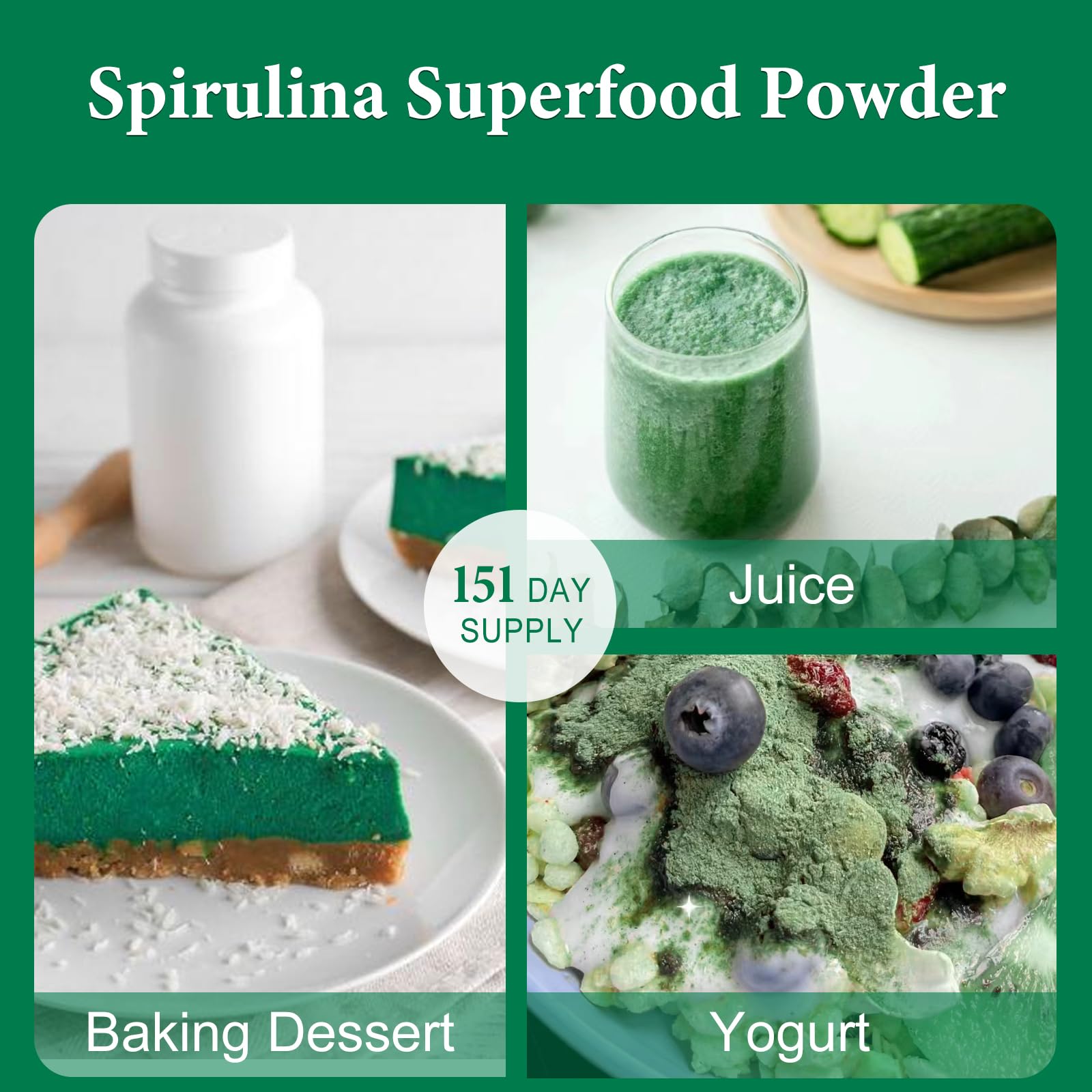 VELOTO Spirulina powder blended into smoothie for quick nutrition.