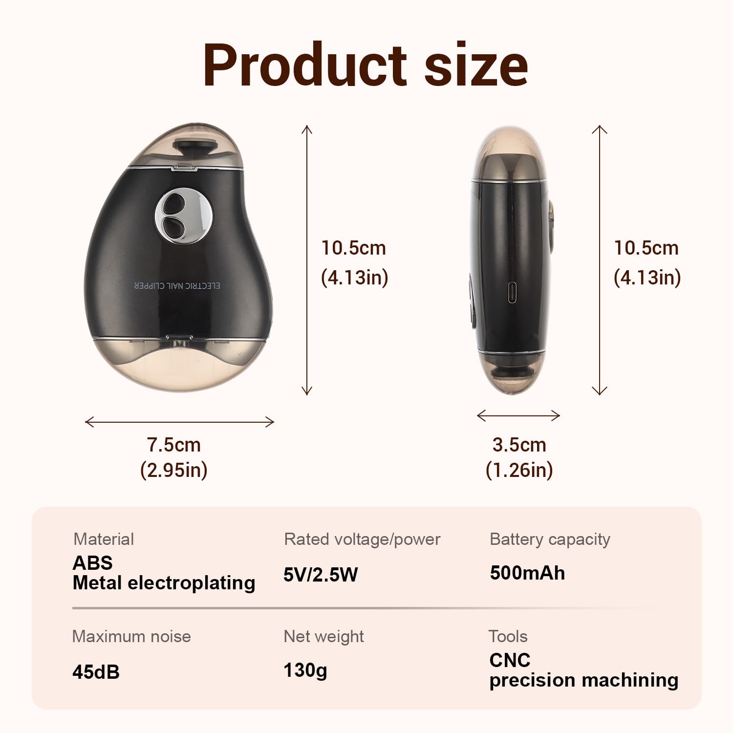 VeloxM mango-shaped clipper operates with low noise for peaceful home or clinic use.