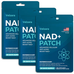 Velzara NAD patch on skin provides discreet, all-day wellness support.