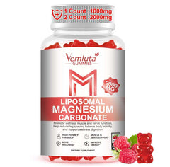 Vemluta liposomal magnesium carbonate gummies bottle highlighting high absorption.