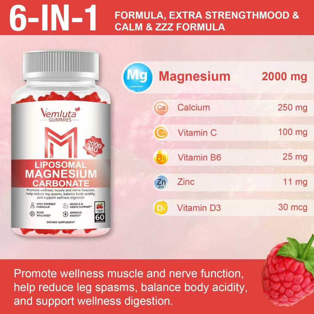 Ingredients label for Vemluta gummies shows calcium, D3, B6, zinc.