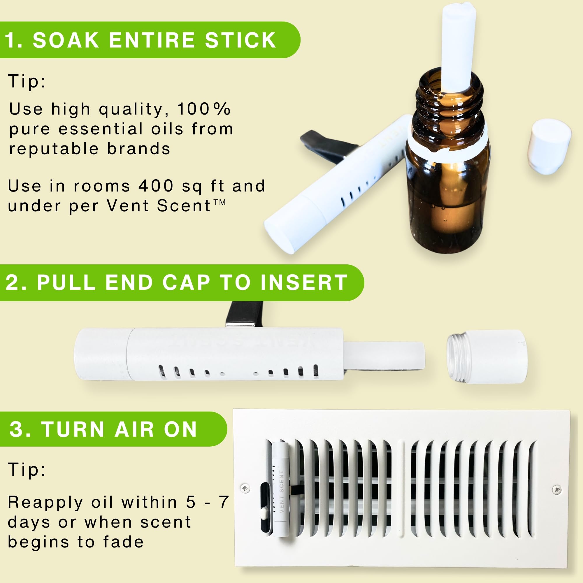 Vent Scent unscented cotton sticks ready for any essential oil.