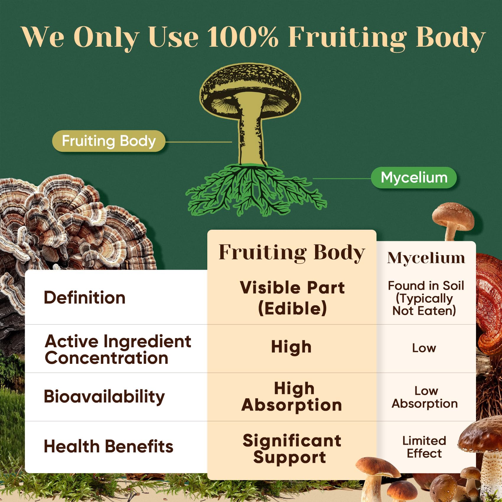 Venture Pal vegan non-GMO mushroom powder label for dietary needs