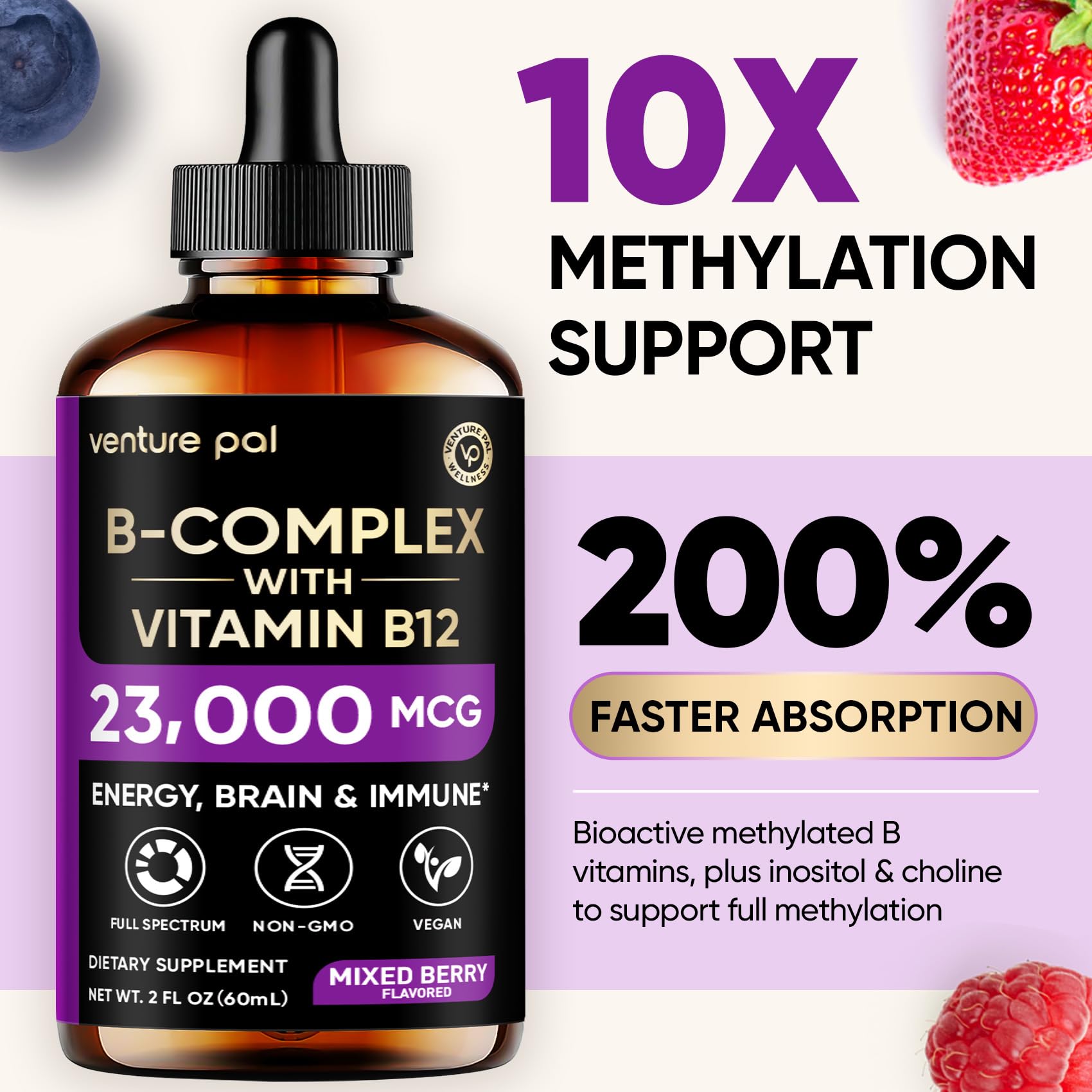 Venture Pal B Complex with B9 folate and choline for methylated vitamin support