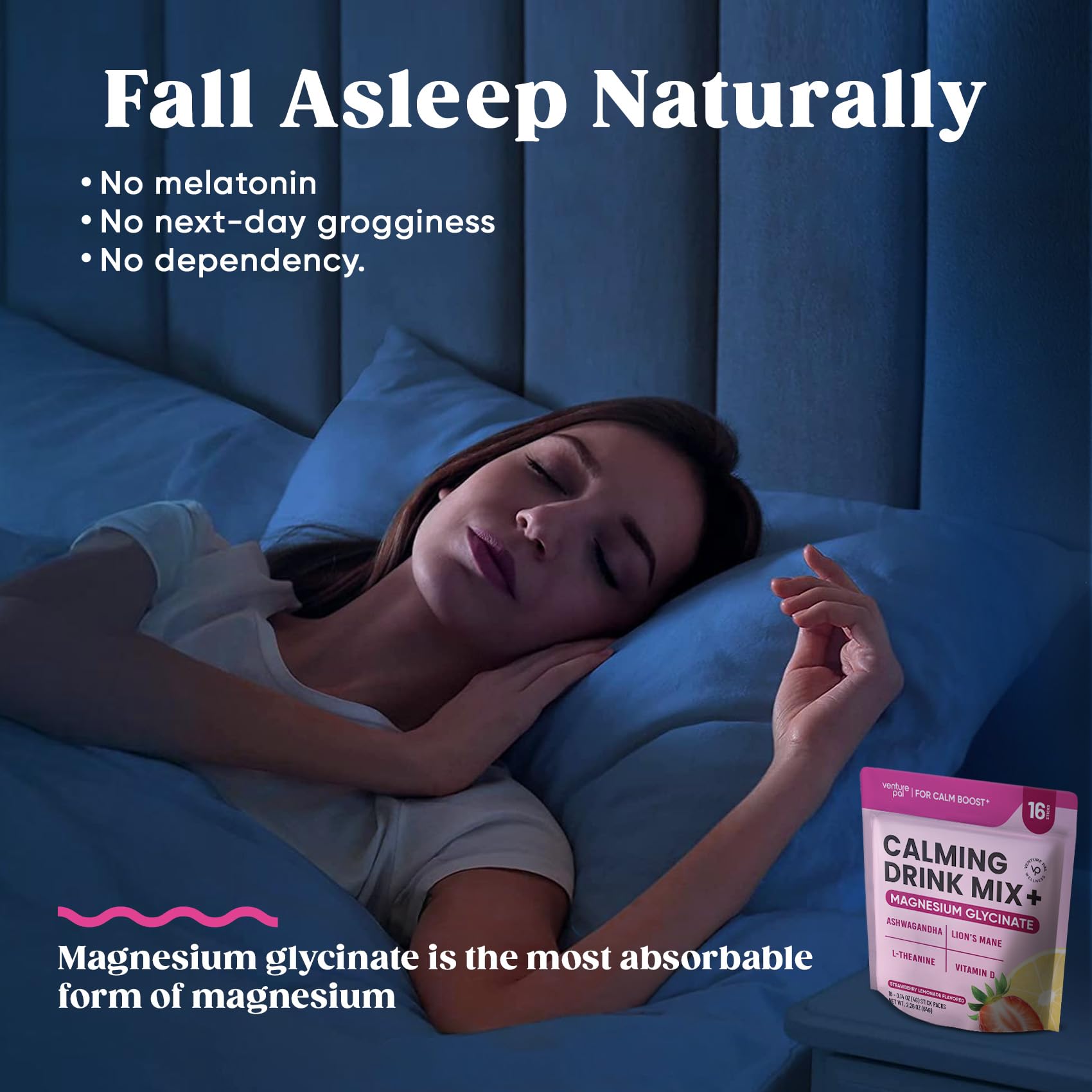 Ingredients label on Venture Pal Calm Drink Mix packaging