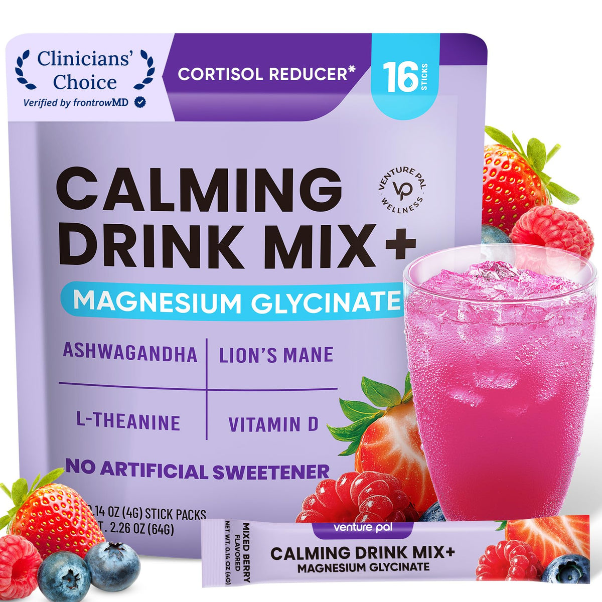 Venture Pal Calm Drink Mix tub ready to mix for a soothing evening ritual.