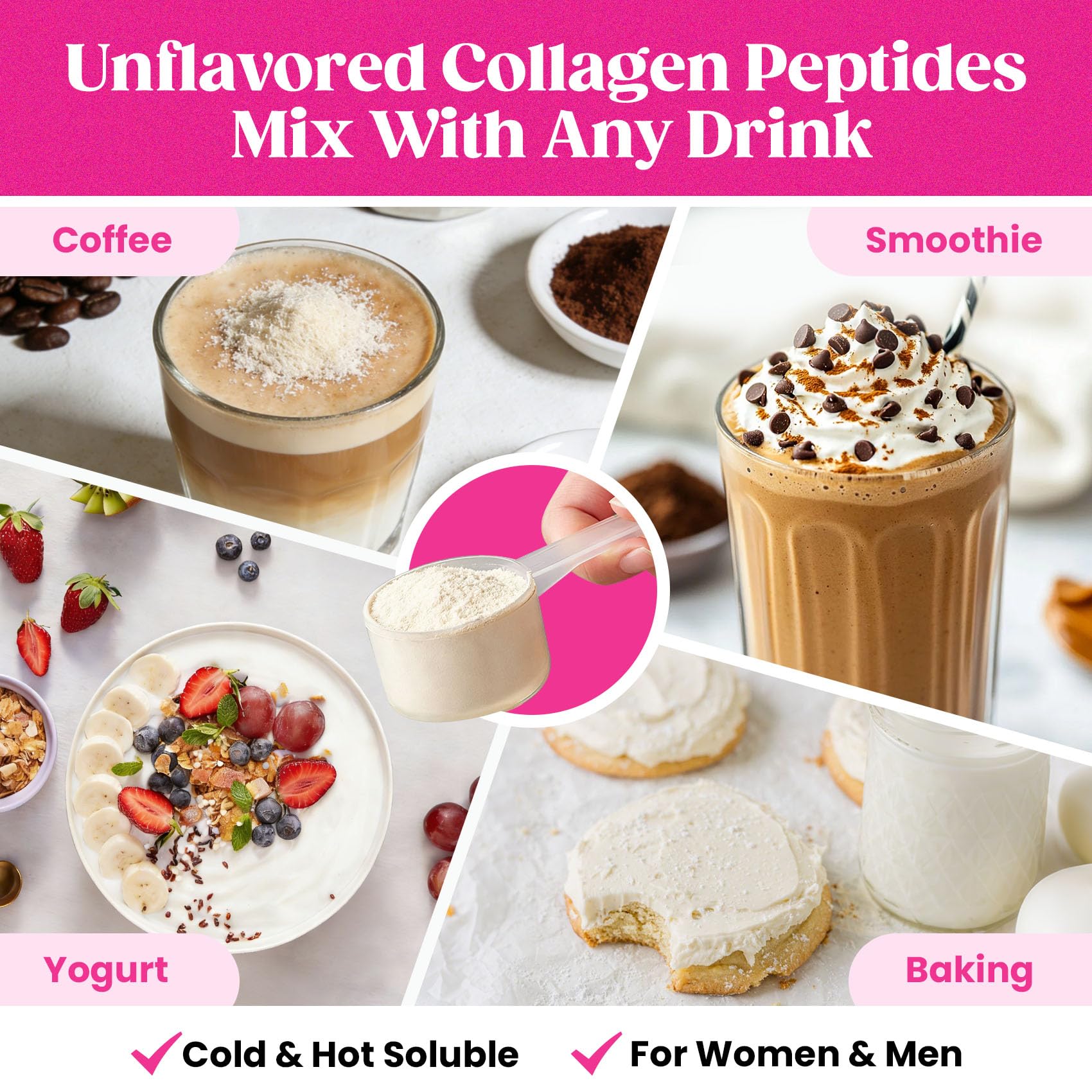 Venture Pal collagen powder close-up on the unflavored, odorless texture