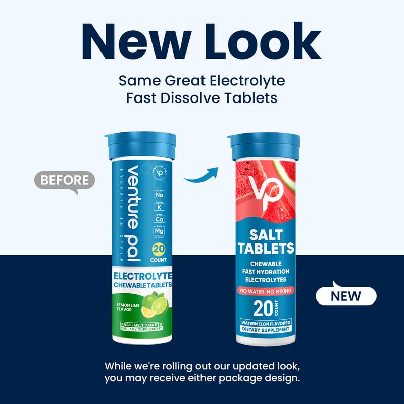 Travel-friendly packaging for Venture Pal electrolyte tablets.