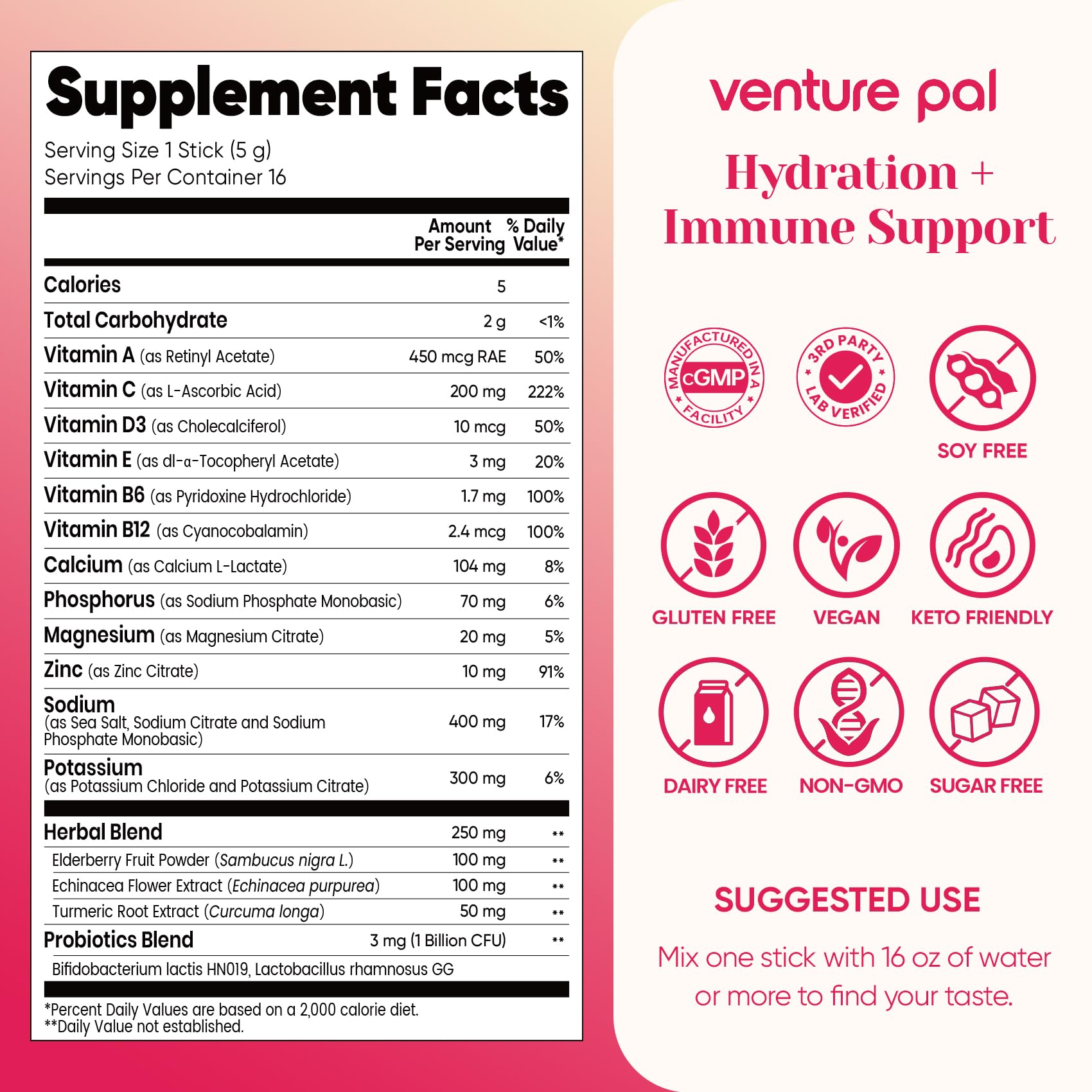 Venture Pal elderberry-turmeric-echinacea mix highlighting herbal blend for immune support