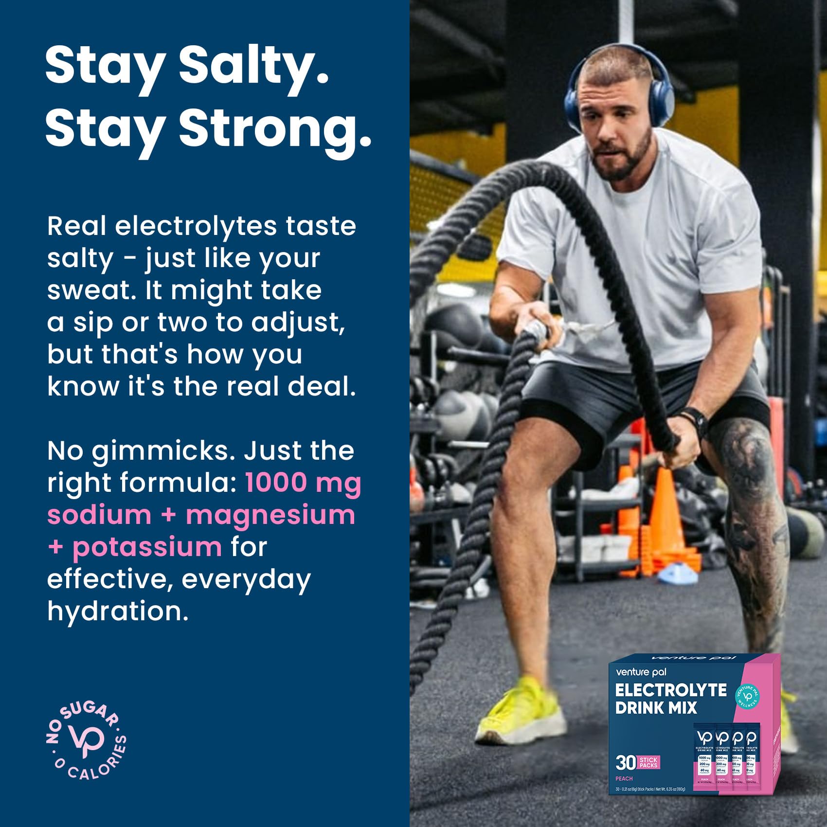 Venture Pal electrolyte packet mix for convenient mineral replenishment