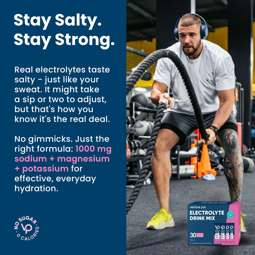 Venture Pal electrolyte packet mix for convenient mineral replenishment