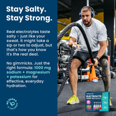 Electrolyte powder dissolving in water with Venture Pal branding for fast hydration.