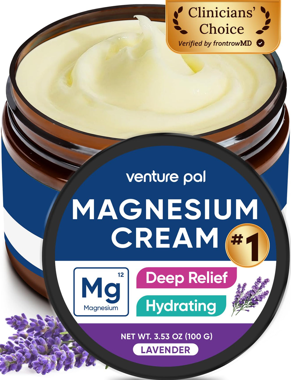 Venture Pal magnesium lotion bottle shows daily muscle relaxation and skin hydration