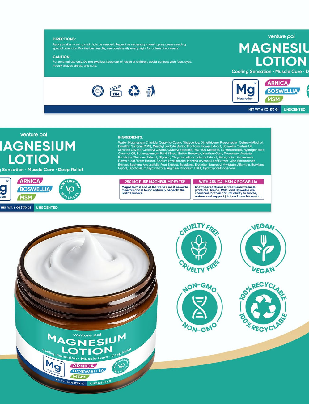 Venture Pal post-workout magnesium lotion relieves tired muscles and joints.
