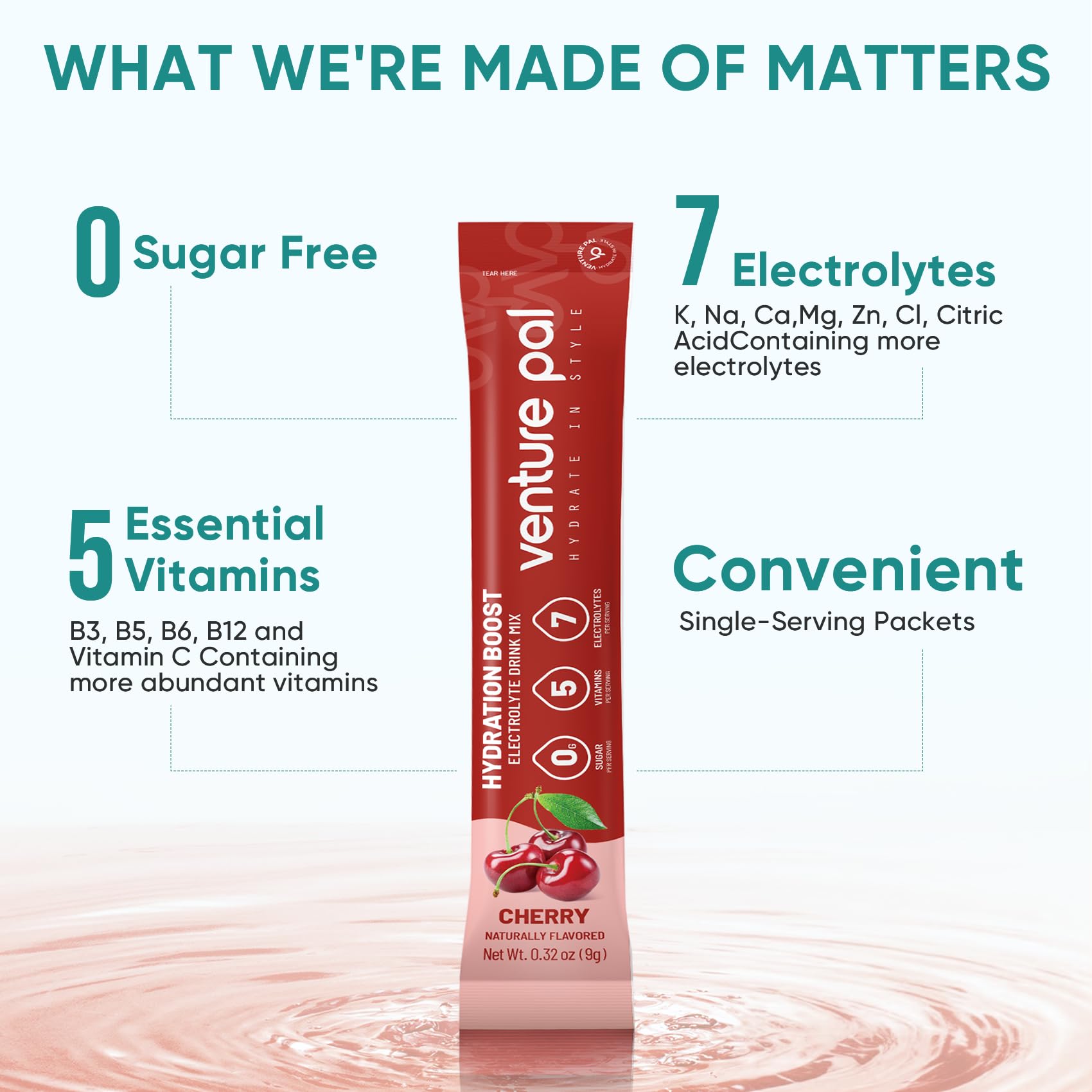 Venture Pal seven-electrolyte blend as a balanced hydration option