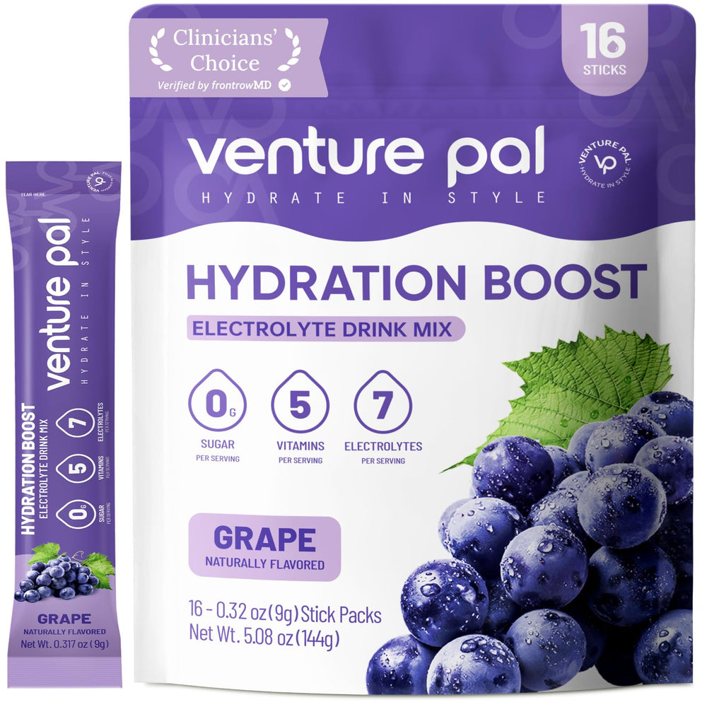 Venture Pal sugar-free electrolyte packets front view for clean daily hydration